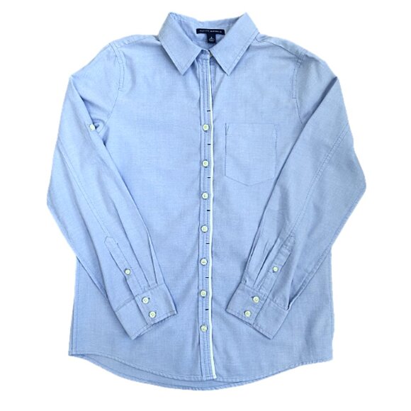 NWT Banana Republic Blue Cotton Button-Up Long Sleeve Shirt S Classic Workwear - Picture 1 of 9